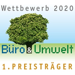 Button Erster Preis Büro & Umwelt Wettbewerb 2020